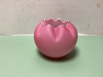 Victorian Pink Satin Glass Rose Bowl