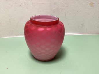 Pink Diamond Quilted Antique Webb Art Glass Vase