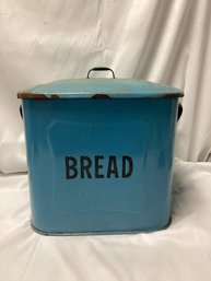 Vintage Blue Tin Bread Box