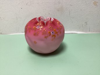 Mt Washington Victorian Satin Pink And Enameled Flower Rose Bowl