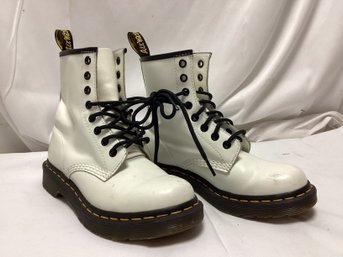 Dr. Martens White Leather Combat Boots