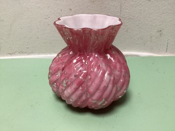 English Pink Spangle Art Glass Vase