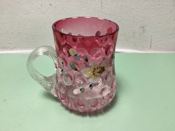 Amberina Enameled Mug