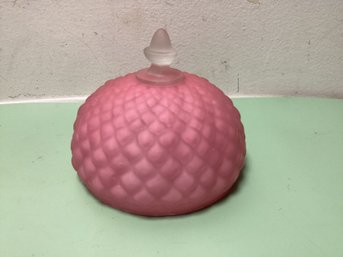 Victorian EAPG Satin Pink Florette Diamond Quilted Butter Dish Cover