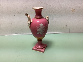 19th Century English Enameled Vase With Angel Handles