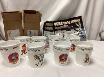 Vintage Looney Tunes Collectible Tumbler Lot - Ziploc Mail In Cups