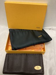 Authentic Fendi Selleria Leather Long Wallet W/dustbag And Box