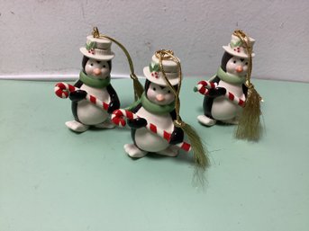 Lenox Penguin Porcelain Ornaments - Lot Of 3