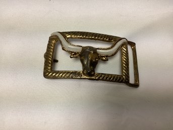 Texas Longhorn Brass Belt Buckle