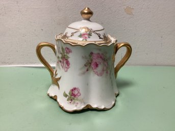 Haviland & Co Limoges Hand Painted Porcelain Sugar Bowl