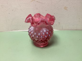 Fenton Cranberry Hobnail Ruffled Vase