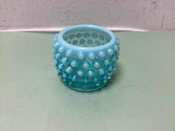 Fenton Aqua Opalescent Hobnail Condiment Jar