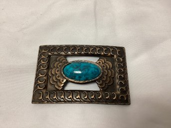 Turquoise Brass Belt Buckle