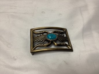 Turquoise And Brass Belt Buckle