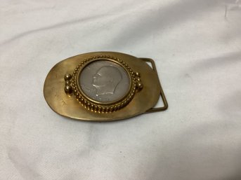 1972 Liberty Silver Dollar Coin Brass Belt Buckle