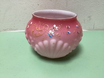 Shell And Seaweed Pink Satin Enameled Bowl