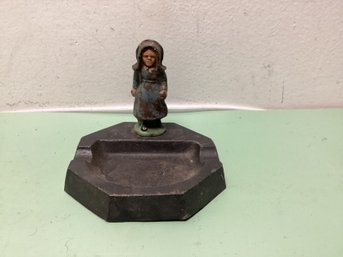 Antique Cast Iron Amish Girl Ashtray