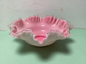 Fenton Pink Silvercrest Bridal Bowl