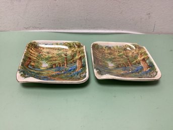 Pair Of Vintage Lancaster Hanley English Ware Porcelain Ash Trays