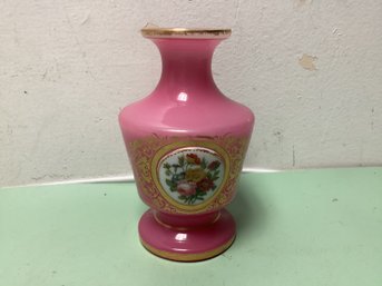 19c Victorian Pink Enameled Vase