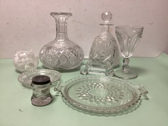 Crystal Clear Glass Lot - Decanter, Knife Sharpeners, And More