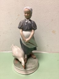 Royal Copenhagen Girl With Goose Figurine