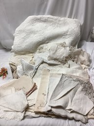 Textiles Lot - Lace, Embroidered, Napkins, And More