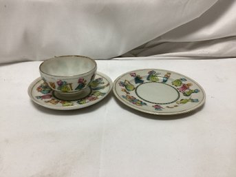 Antique Sunflower Sue Plate, Cup, And Saucer - Japan