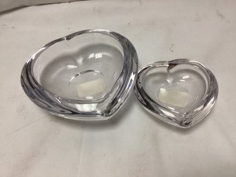 Orrefors Signed Heart Trinket Dishes