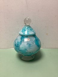 Italian Franco Cloud Blue Lidded Candy Dish