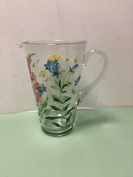 Hand Painted Glass Pitcher