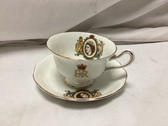 Royal Albert Queen Elizabeth Coronation Portrait Teacup & Saucer