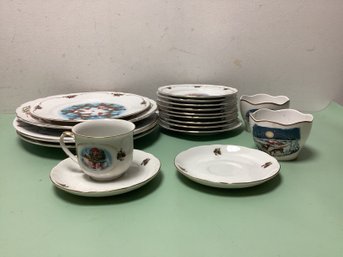 Christineholm Porcelain Tomtom Christmas Plates, Cups, And Saucers