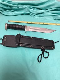 Black Handle Knife With Sheath