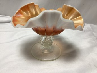 Marigold Carnival Glass Pedestal Dish
