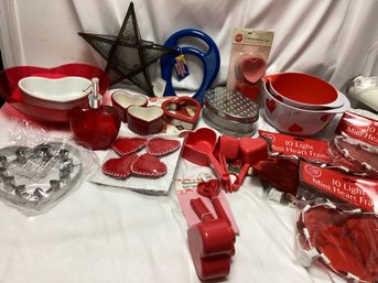 Huge Heart Baking Lot  - Coasters, Measuring Cups, And More! HUGE LOT!!!!
