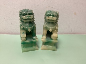 Pair Of Chinese Jade Foo Dogs