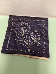 Purple Embroidered Floral Tissue Holder