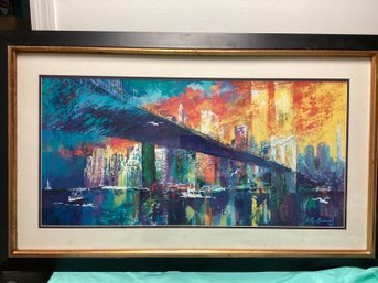 Leroy Neiman Brooklyn Bridge Framed Print