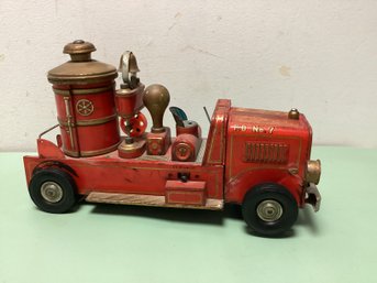 Japan F.D. No 7 Fire Truck Tin Toy