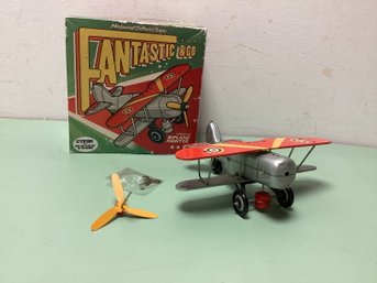 Wind-up Biplane Fighter Toy With Box