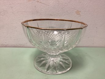 Gold-rimmed Lead Crystal Pedestal Bowl