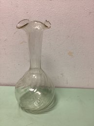 Ruffled Top Blown Glass Vase