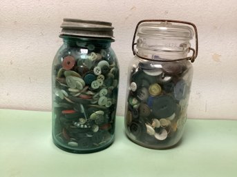 Two Jars Full Of Vintage Buttons