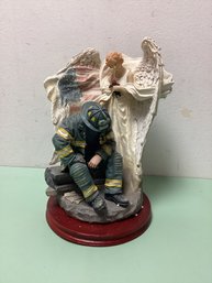 Roman Inc Fireman With Angel Resin Figure