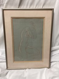 Donald Holden Kneeling Nude Prismacolor Crayon Artwork