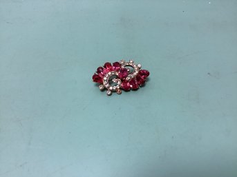 Joseph Wiesner Signed Fuchsia Rhinestone Brooch