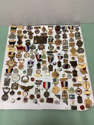 Large Lot Of NRA, Military Pins, Ribbons, Medals, And More