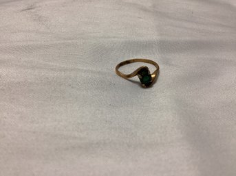 Precious Stone Set In Gold Tone Ring Marked Italy