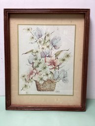 Floral Arrangement In Basket Still Print Framed